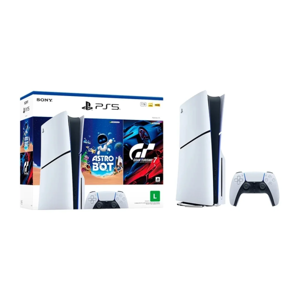 Console PS5 Slim Disk 1TB - Astro Bot e Gran Turismo 7 - Branco Console PS5 Slim Disk 1TB - Astro Bot e Gran Turismo 7 - Branco