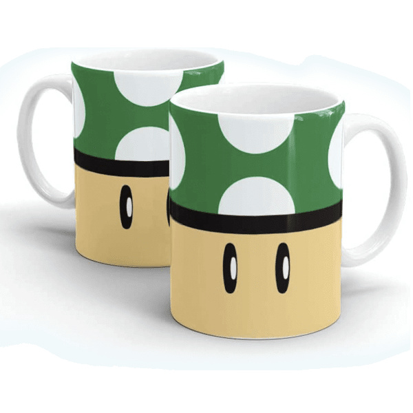 Caneca Gamer Cogumelo Verde 1 Up