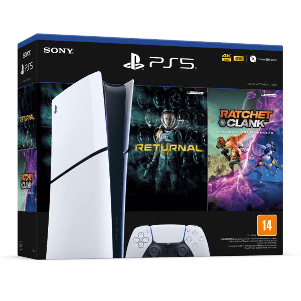 Console PS5 Slim 1TB Digital Edition + 2 Jogos - Branco