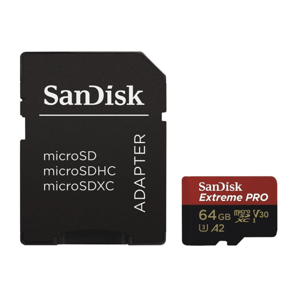 Cartão de Memoria SanDisk Extreme PRO MicroSDXC UHS-I, 64GB com Adaptador - SDSQXCY-064G-GN6MA