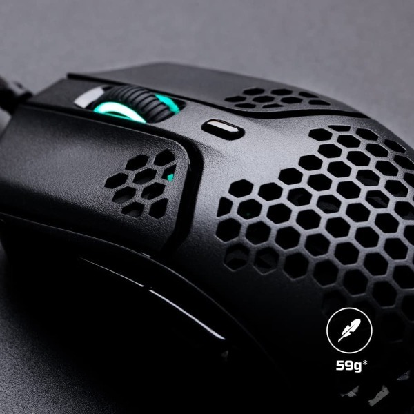 Mouse com fio HyperX Pulsefire Haste HMSH1-A-BK/G RGB 16.000DPI - Preto