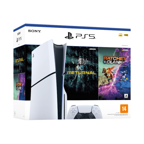 Console PS5 Slim 1TB (com leitor de disco) + 2 Jogos - Branco