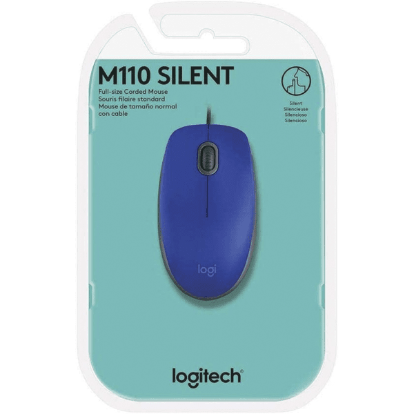 Mouse com fio Logitech M110 Silent - Azul