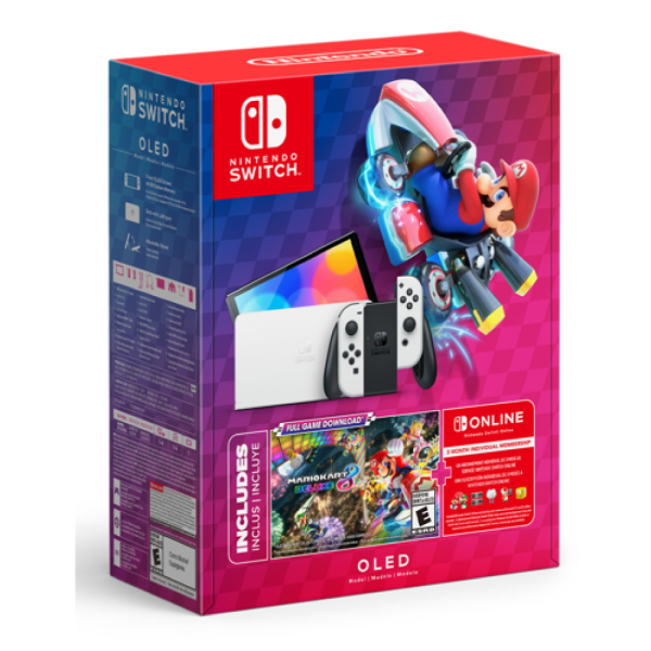 Console Nintendo Switch Oled + Jogo Mario Kart 8 Deluxe + Voucher Nintendo Switch Online 3 Meses