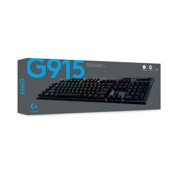 Teclado Gamer Logitech Mecânico G915, RGB, Switch GL Tactile - Preto