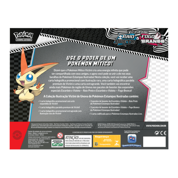 Box Pokémon Escarlate e Violeta: Raio Preto e Fogo Branco - Coleção Ilustração - Victini de Unova