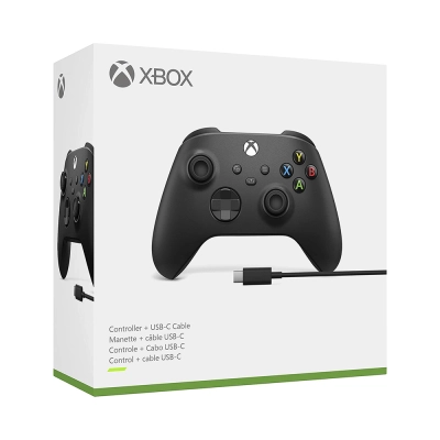 Controle Xbox Series X/S Carbon Black sem fio + Cabo USB-C- Microsoft