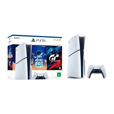 Console PS5 Slim Disk 1TB - Astro Bot e Gran Turismo 7 - Branco Console PS5 Slim Disk 1TB - Astro Bot e Gran Turismo 7 - Branco