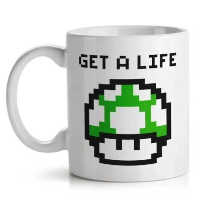 Caneca Cogumelo Verde Pixel Get a Life