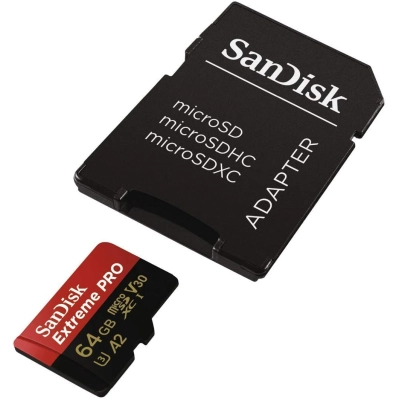 Cartão de Memoria SanDisk Extreme PRO MicroSDXC UHS-I, 64GB com Adaptador - SDSQXCY-064G-GN6MA