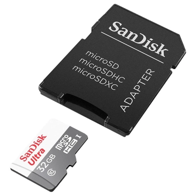 Cartão de Memoria SanDisk Ultra MicroSDHC UHS-I, 32GB com Adaptador - SDSQUNR-032G-GN3MA