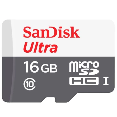 Cartão de Memoria SanDisk Ultra MicroSDHC UHS-I, 16GB com Adaptador 80MB/s - SDSQUNS-016G-GN3MA