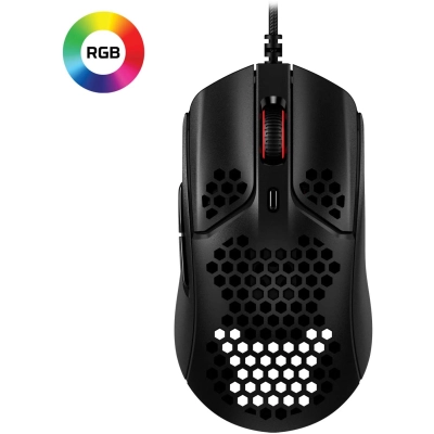 Mouse com fio HyperX Pulsefire Haste HMSH1-A-BK/G RGB 16.000DPI - Preto