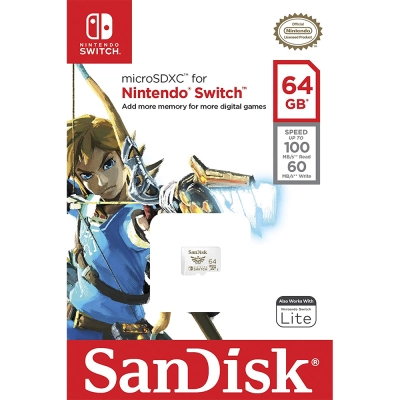 Cartão de Memoria SanDisk Zelda MicroSDXC 64GB SDSQXAT-064G-GNCZN - Nintendo Switch