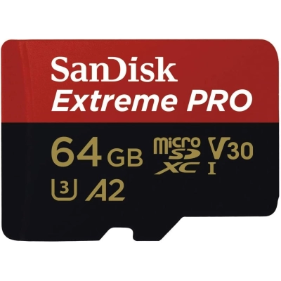 Cartão de Memoria SanDisk Extreme PRO MicroSDXC UHS-I, 64GB com Adaptador - SDSQXCY-064G-GN6MA