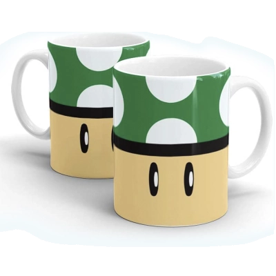 Caneca Gamer Cogumelo Verde 1 Up