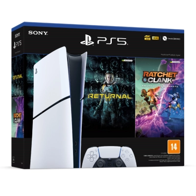 Console PS5 Slim 1TB Digital Edition + 2 Jogos - Branco