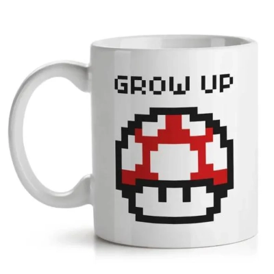 Caneca Cogumelo Vermelho Pixel Grow Up