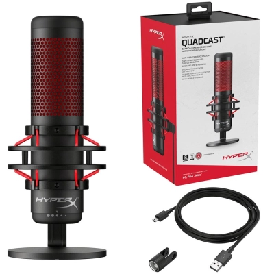Microfone Gamer HyperX USB Quadcast HX-MICQC-BK - Preto