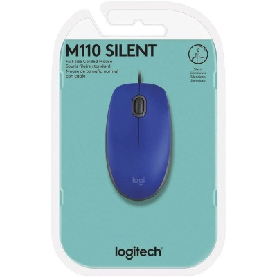 Mouse com fio Logitech M110 Silent - Azul