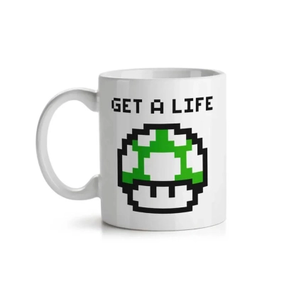 Caneca Cogumelo Verde Pixel Get a Life