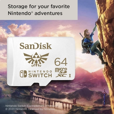 Cartão de Memoria SanDisk Zelda MicroSDXC 64GB SDSQXAT-064G-GNCZN - Nintendo Switch