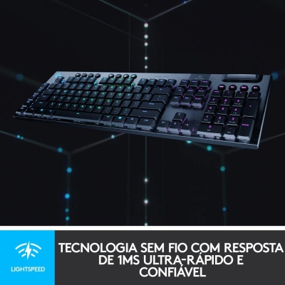 Teclado Gamer Logitech Mecânico G915, RGB, Switch GL Tactile - Preto