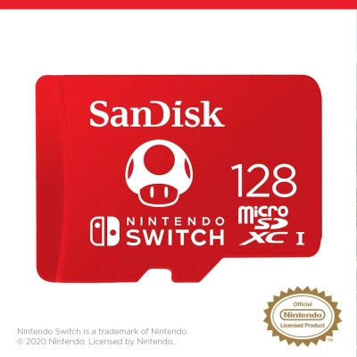 Cartão de Memoria SanDisk Super Mario MicroSDXC 128GB SDSQXAO-128G-GNCZN - Nintendo Switch